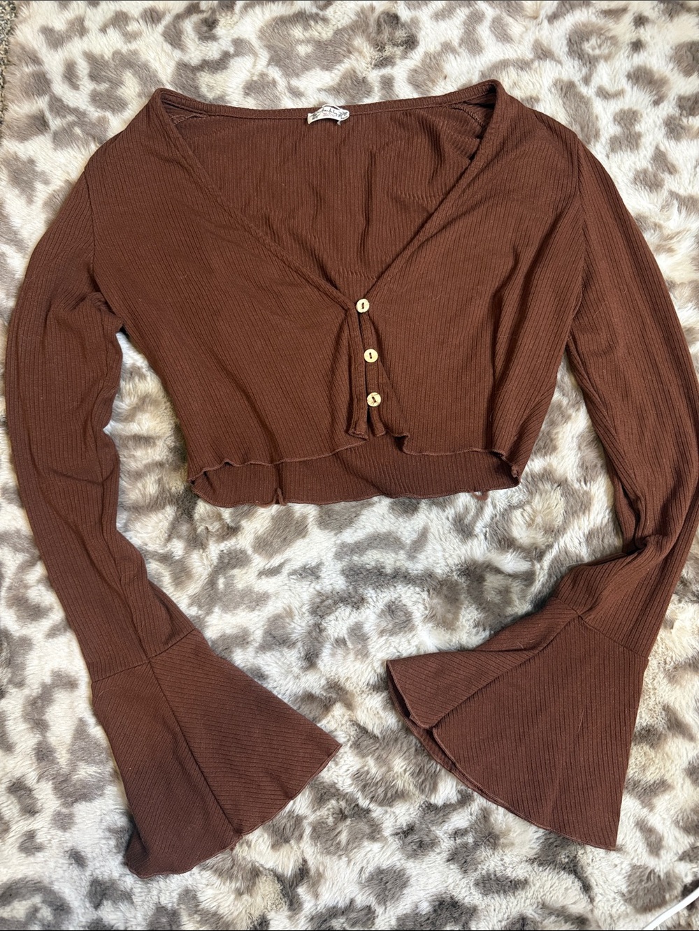 Free People Ribbed Long sleeve Crop Top